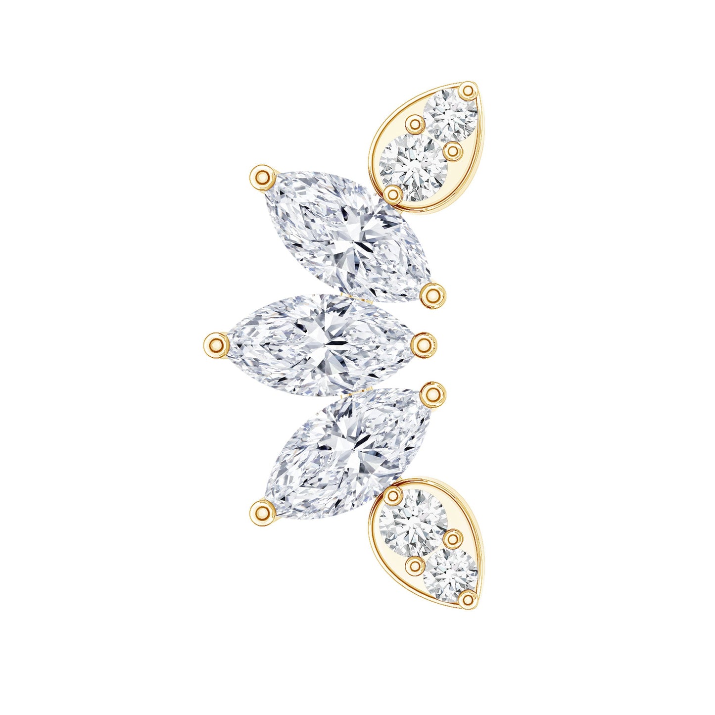 Marquise Diamond Leaf Crawler Earring for Helix Piercing