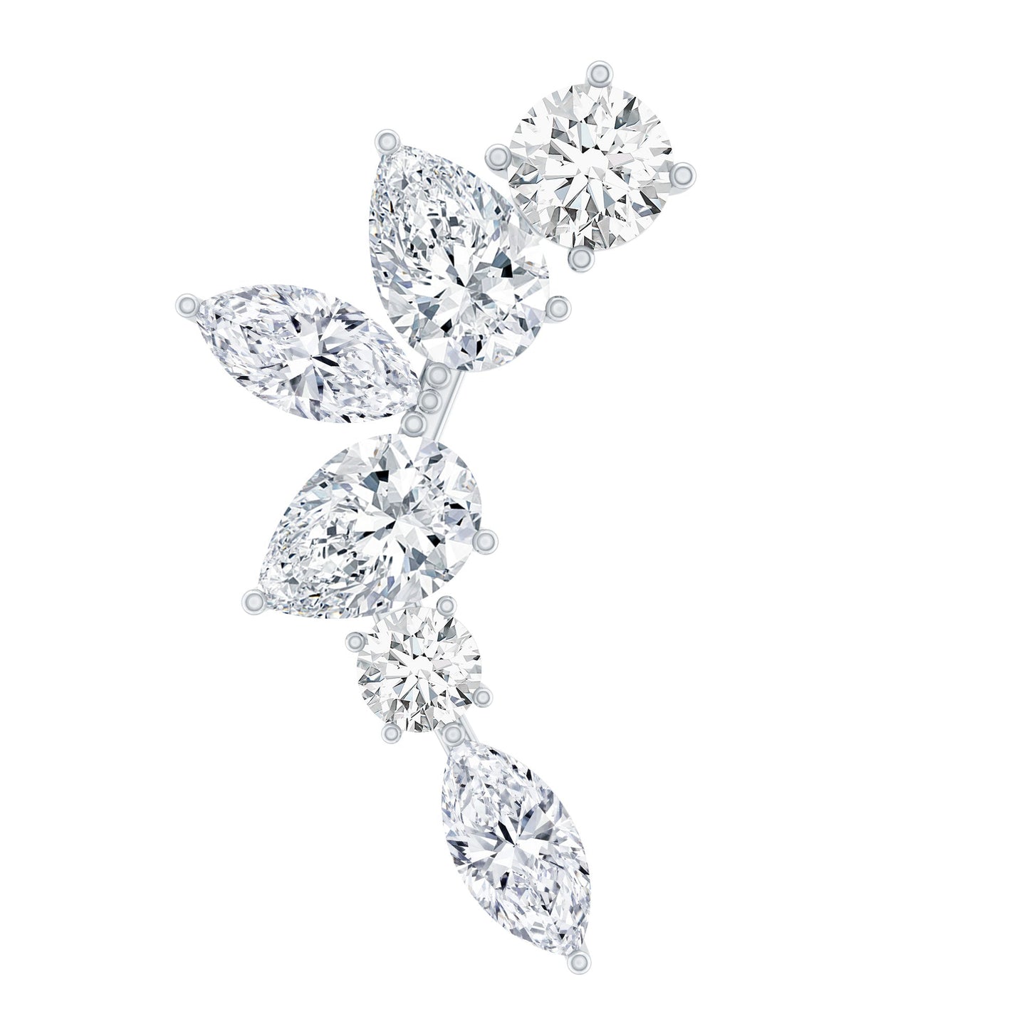 Unique Diamond Ear Crawler Earring for Helix Piercing
