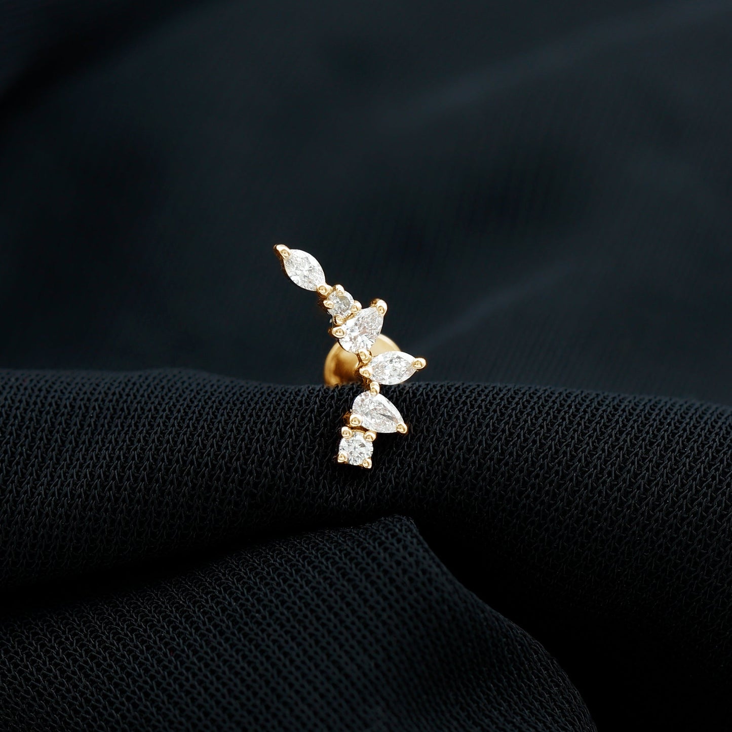 Unique Diamond Ear Crawler Earring for Helix Piercing