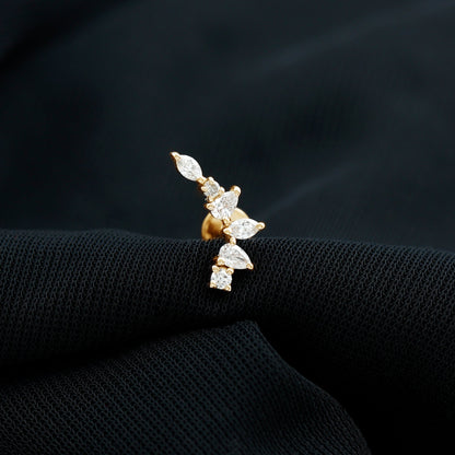 Unique Diamond Ear Crawler Earring for Helix Piercing