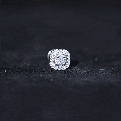Simple Octagon Shape Diamond Helix Earring