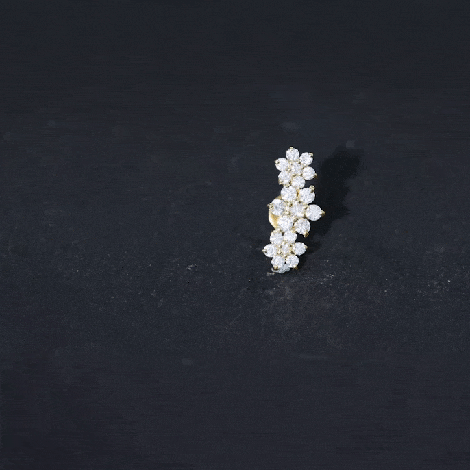 Certified Diamond Flower Crawler Cartilage Earring