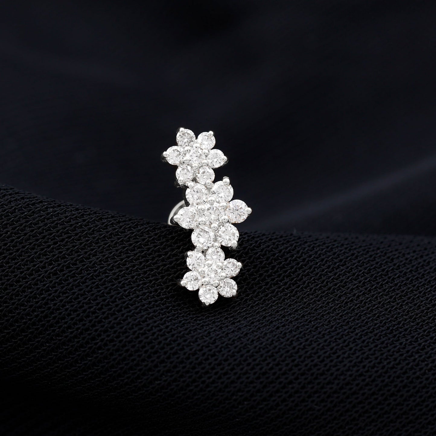 Certified Diamond Flower Crawler Cartilage Earring