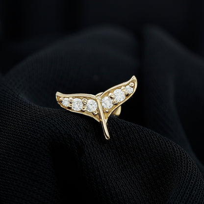Certified Diamond Whale Tail Earring for Helix Piercing