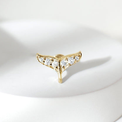 Certified Diamond Whale Tail Earring for Helix Piercing