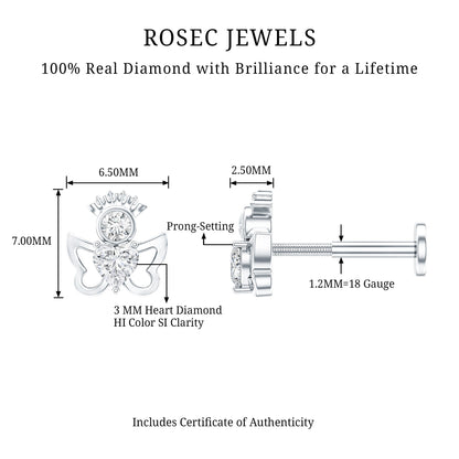Heart Diamond Angel Earring for Helix Piercing
