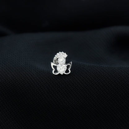 Heart Diamond Angel Earring for Helix Piercing
