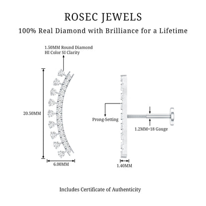 Minimal Diamond Crawler Earring for Cartilage Piercing