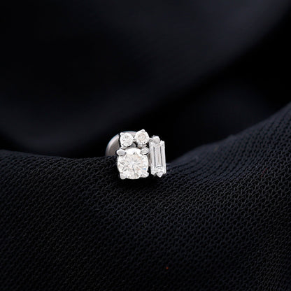 Unique Diamond Cluster Earring for Conch Piercing