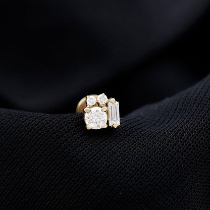 Unique Diamond Cluster Earring for Conch Piercing