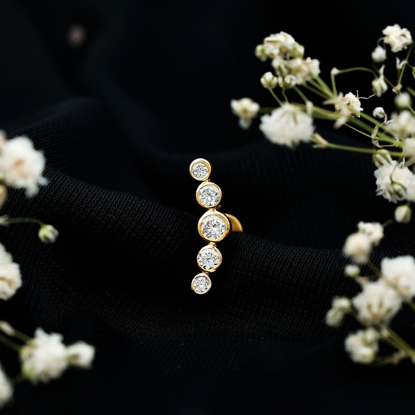 Graduated Style Diamond Crawler Earring for Helix Piercing