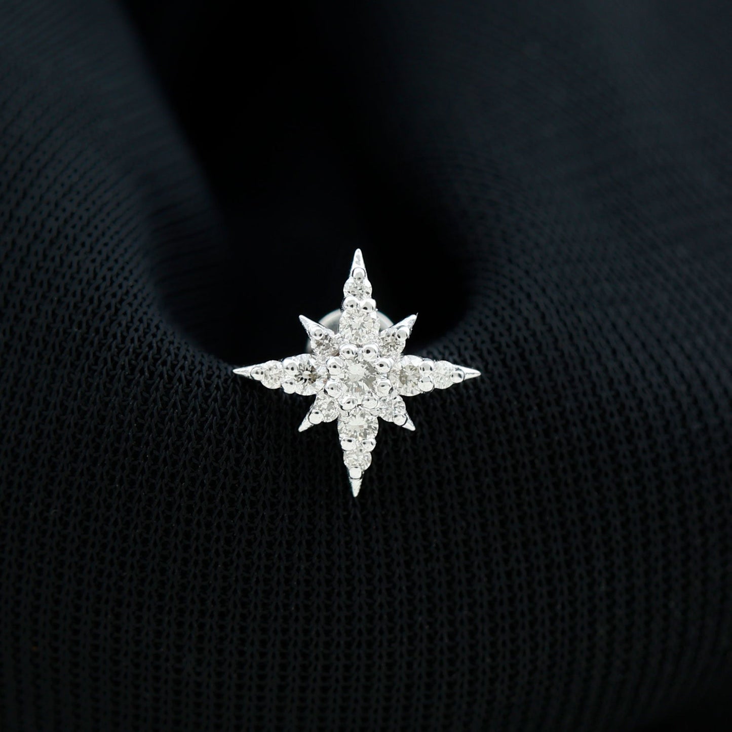 Sparkling Diamond Starburst Earring for Cartilage Piercing