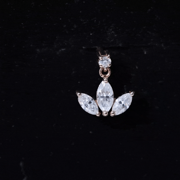 Marquise Diamond Lotus Cartilage Drop Earring