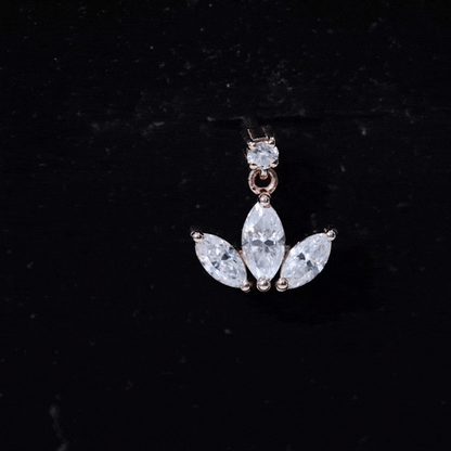 Marquise Diamond Lotus Cartilage Drop Earring