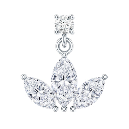 Marquise Diamond Lotus Cartilage Drop Earring