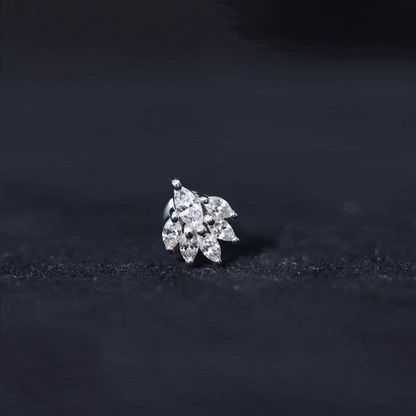 Marquise Diamond Leaf Cluster Helix Earring