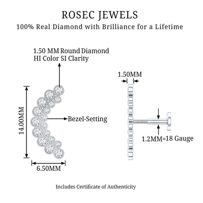 Diamond Curved Crawler Earring in Bezel Set