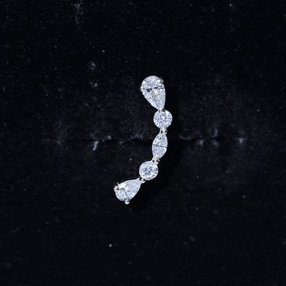 Simple Diamond Curved Crawler Earring for Helix Piercing