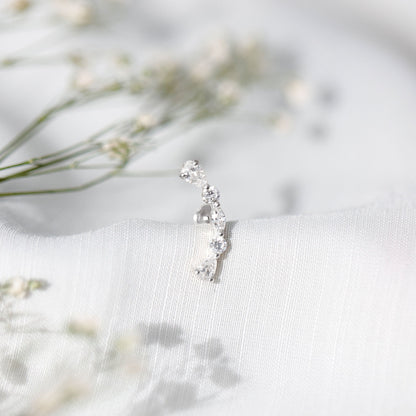 Simple Diamond Curved Crawler Earring for Helix Piercing