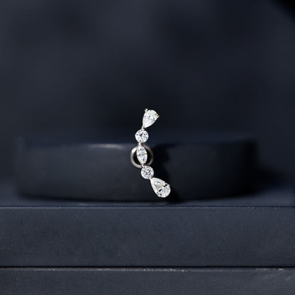 Simple Diamond Curved Crawler Earring for Helix Piercing