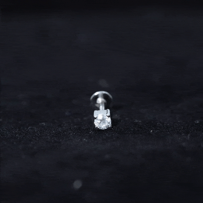 Minimalist Diamond Solitaire Tragus Earring