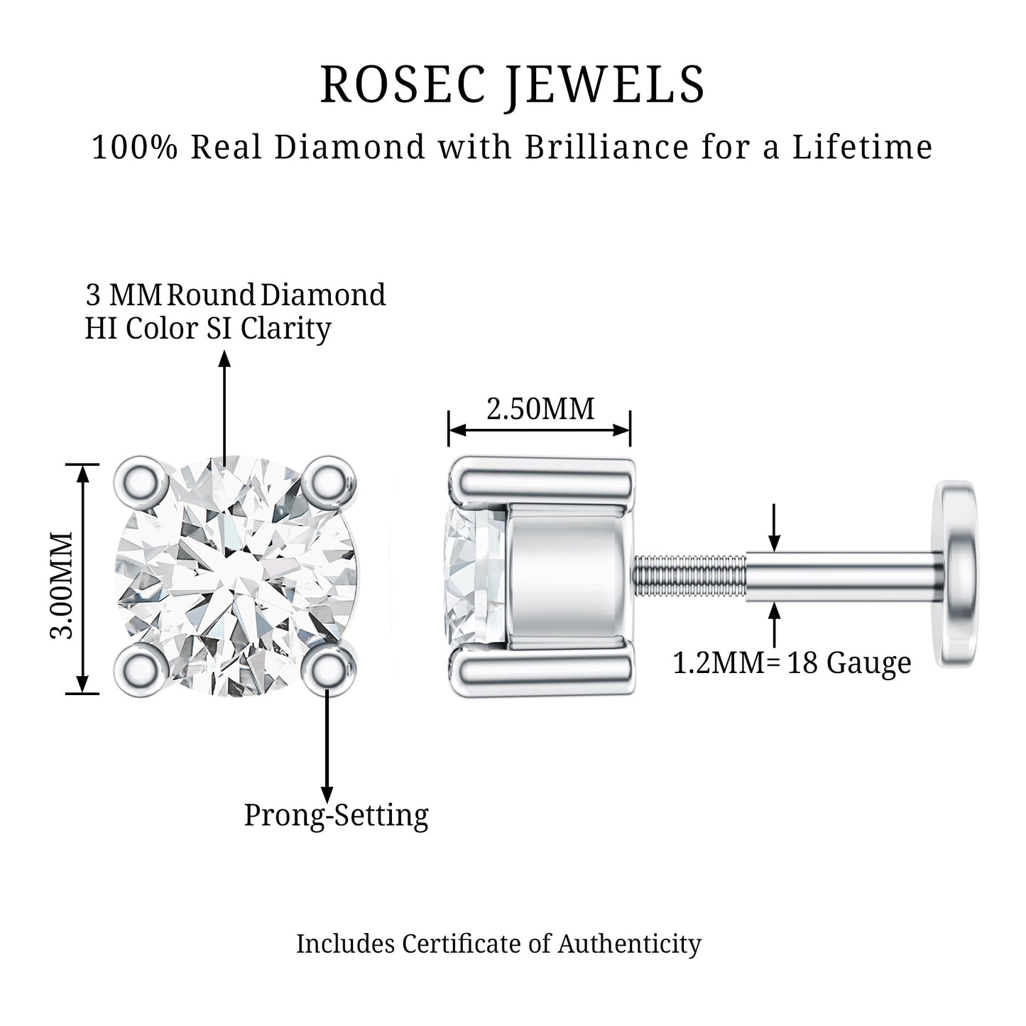 Minimalist Diamond Solitaire Tragus Earring