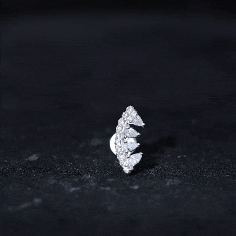 Natural Diamond Curved Cartilage Earring with Flat Back
