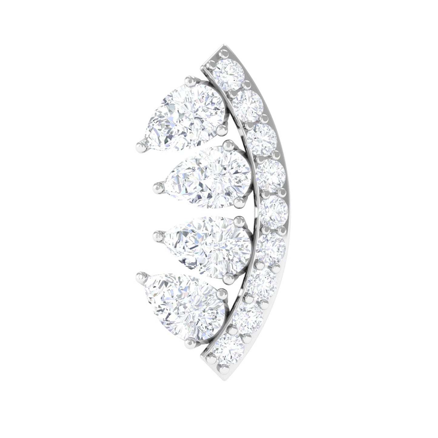 Natural Diamond Curved Cartilage Earring with Flat Back