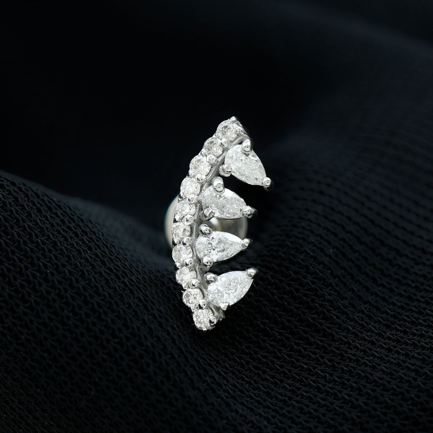 Natural Diamond Curved Cartilage Earring with Flat Back