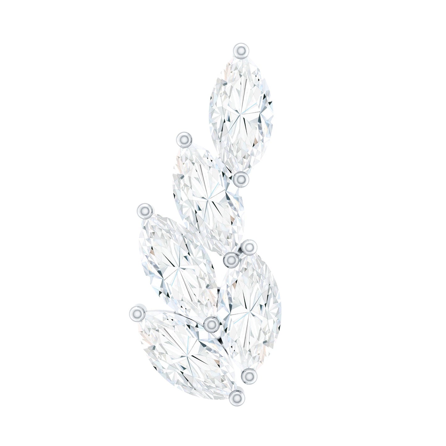 Marquise Diamond Leaf Cluster Earring for Helix Piercing