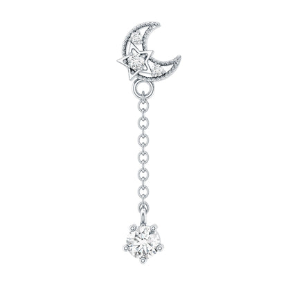 Diamond Moon Chain Earring for Helix Piercing