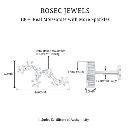 Diamond Leo Constellation Crawler Earring for Helix Piercing