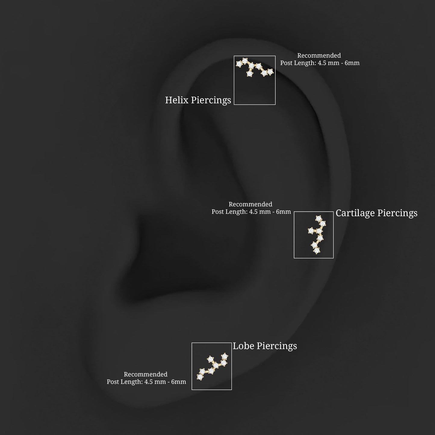 Diamond Leo Constellation Crawler Earring for Helix Piercing