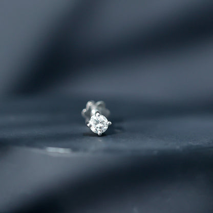 Minimalist Diamond Solitaire Earring for Tragus Piercing