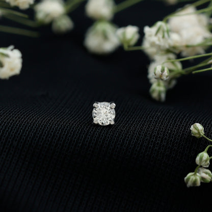 Minimalist Diamond Solitaire Earring for Tragus Piercing