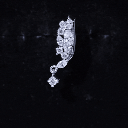 Brilliant Cut Diamond Wing Helix Drop Earring with Flat Back