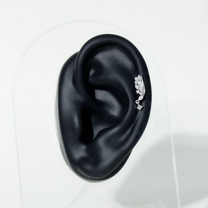 Brilliant Cut Diamond Wing Helix Drop Earring with Flat Back