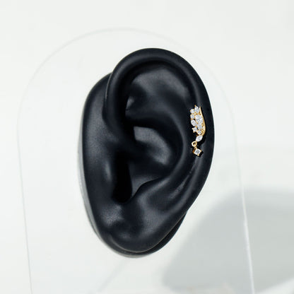 Brilliant Cut Diamond Wing Helix Drop Earring with Flat Back