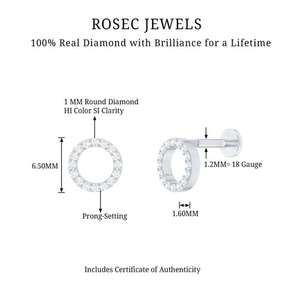 Brilliant Cut Diamond Circle Earring for Helix Piercing
