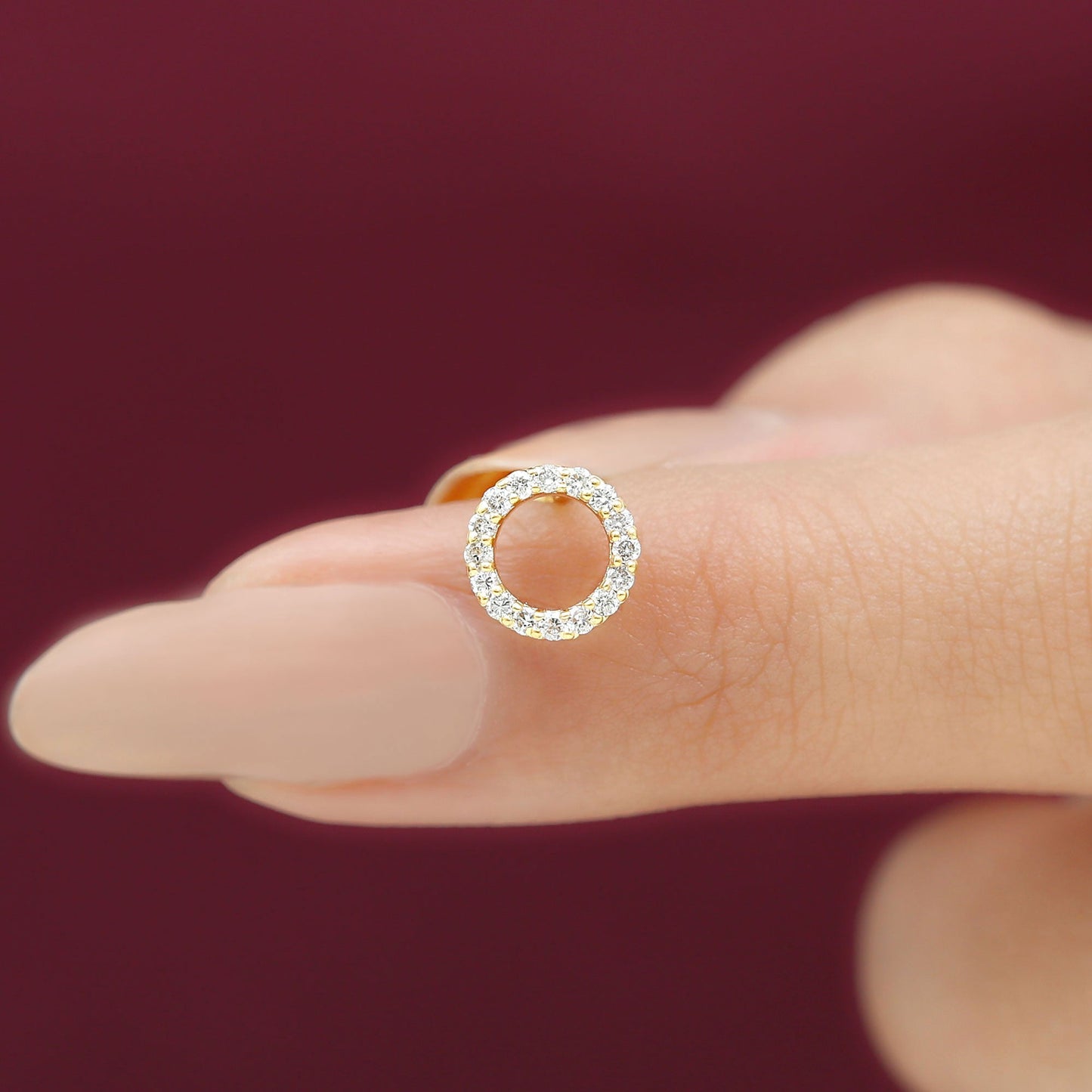 Brilliant Cut Diamond Circle Earring for Helix Piercing