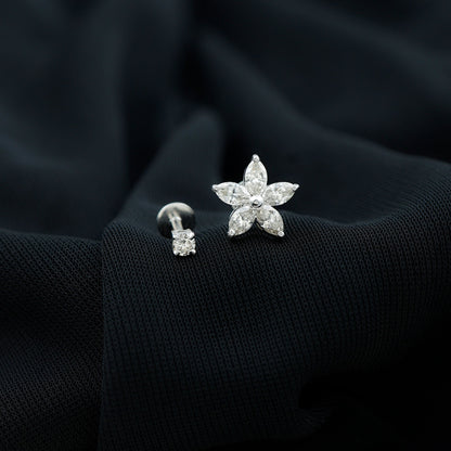 Marquise Diamond Flower Cartilage Earring Set