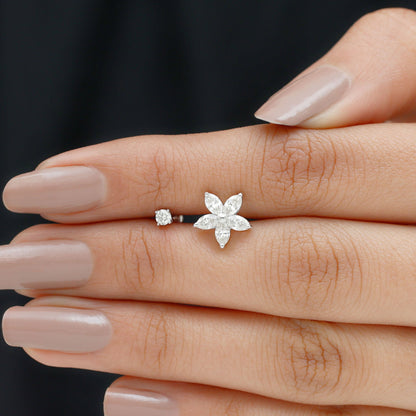 Marquise Diamond Flower Cartilage Earring Set