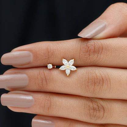 Marquise Diamond Flower Cartilage Earring Set