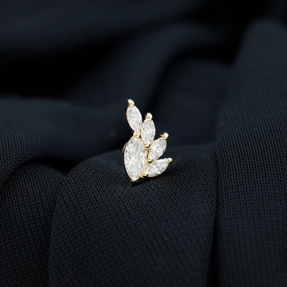 Marquise Diamond Cluster Helix Earring with Flat Back