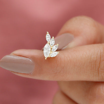 Marquise Diamond Cluster Helix Earring with Flat Back