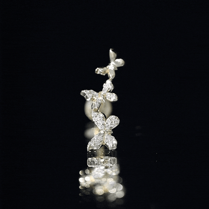 Diamond Butterfly Crawler Earring for Helix Piercing