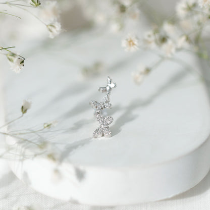 Diamond Butterfly Crawler Earring for Helix Piercing