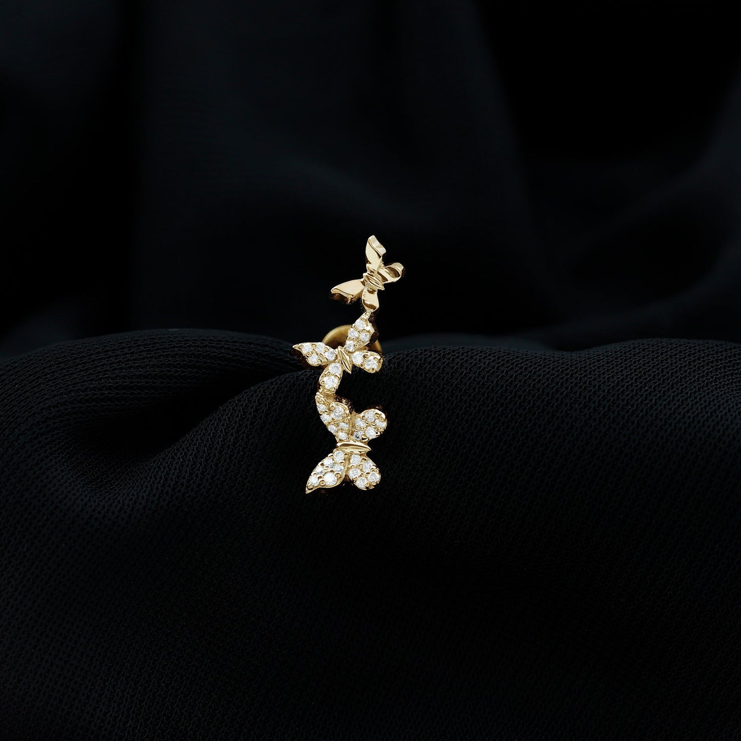 Diamond Butterfly Crawler Earring for Helix Piercing