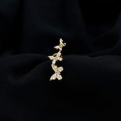 Diamond Butterfly Crawler Earring for Helix Piercing