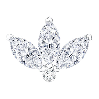 Marquise Cut Diamond Lotus Flower Earring for Cartilage Piercing